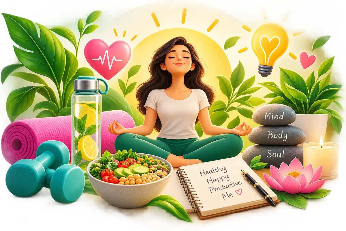 Illustration representing mindfulness, wellness and creative well-being